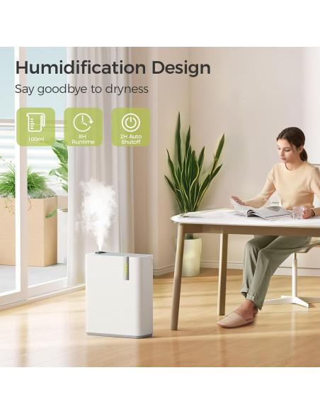 Purificador de Aire Dhyala KJ01 con Humidificador 100mL Blanco