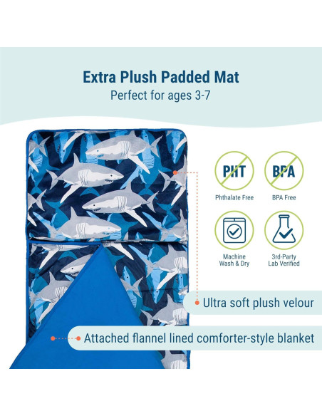 Alfombra de Siesta de Peluche Wildkin Tiburones 145x50 cm