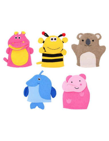 5 Guantes de Baño Exfoliantes VINTORKY para Niños - Dibujos Animados