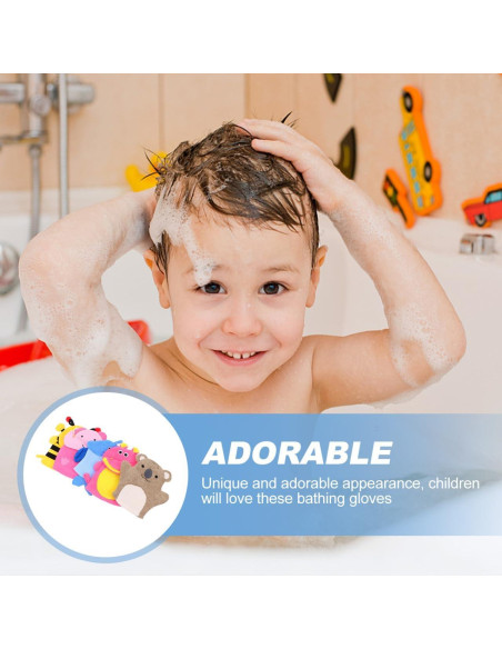 5 Guantes de Baño Exfoliantes VINTORKY para Niños - Dibujos Animados