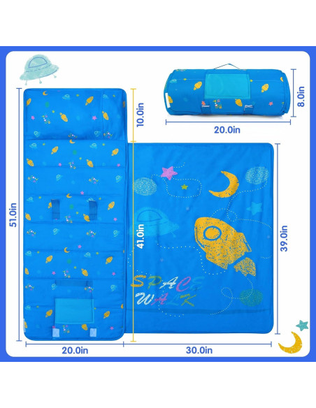 Colchoneta para Siesta Infantil Bella's Friends Azul 130x78cm