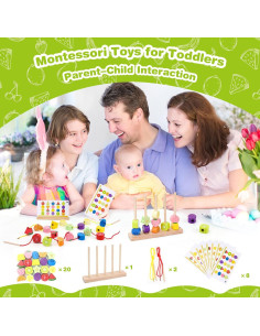 Kit Montessori de Cuentas de Madera Appoft 20 Piezas 2-5 Años 2