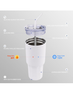 Vaso Térmico VEGOND 30oz Acero Inoxidable Aislado Blanco 2