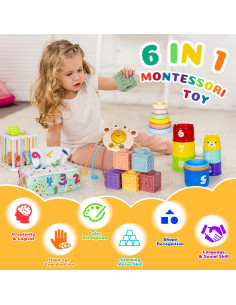 Juguetes Montessori 6 en 1 GJOF2YK para Bebés 0-18 Meses 2
