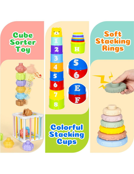 Juguetes Montessori 6 en 1 GJOF2YK para Bebés 0-18 Meses