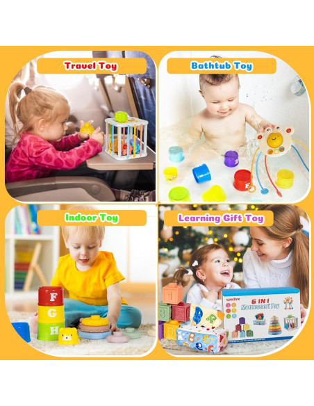 Juguetes Montessori 6 en 1 GJOF2YK para Bebés 0-18 Meses