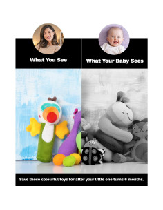 Anillo de Mordedor de Silicona y Madera de Haya Samuel - Rojo, Negro y Blanco 2