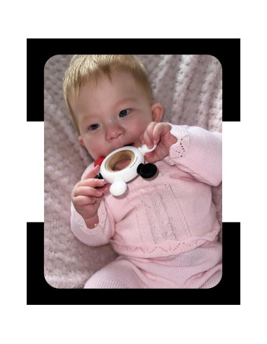 Anillo de Mordedor de Silicona y Madera de Haya Samuel - Rojo, Negro y Blanco