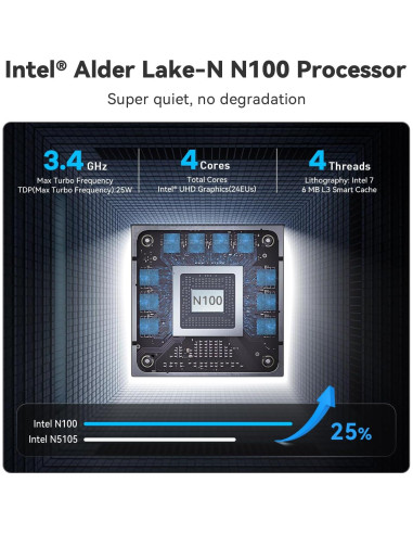 Mini PC Beelink N100 16GB RAM 500GB SSD Doble HDMI 4K