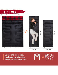 Saco de Dormir Doble KingCamp XXL Impermeable 2 Personas 2