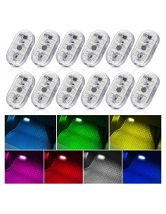 Luces LED Inalámbricas para Automóvil VIHOSE 12 Pcs 7 Colores