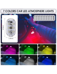 Luces LED Inalámbricas para Automóvil VIHOSE 12 Pcs 7 Colores 2