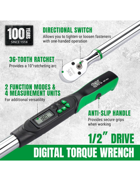 Llave de Torque Digital SK 1/2" 17-340 N-m Pantalla LED