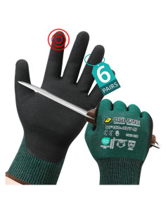 Guantes de Trabajo DULFINE Resistentes a Cortes ANSI A4 - 6 Pares