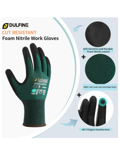 Guantes de Trabajo DULFINE Resistentes a Cortes ANSI A4 - 6 Pares 2