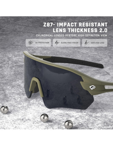 Gafas de sol deportivas Z87 UV protección alta definición