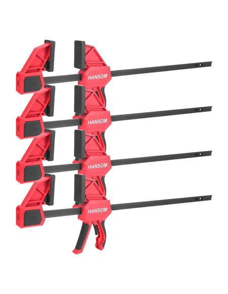 Juego de 4 abrazaderas de carpintería HANSOM 60.96 cm rojas