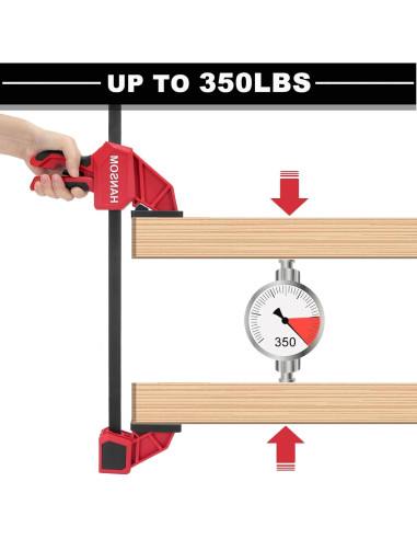 Juego de 4 abrazaderas de carpintería HANSOM 60.96 cm rojas