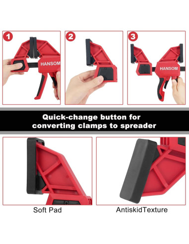 Juego de 4 abrazaderas de carpintería HANSOM 60.96 cm rojas