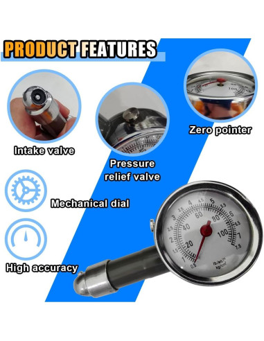 Medidor de Presión de Neumáticos JOYCOURT 0-7 Bar 2PCS
