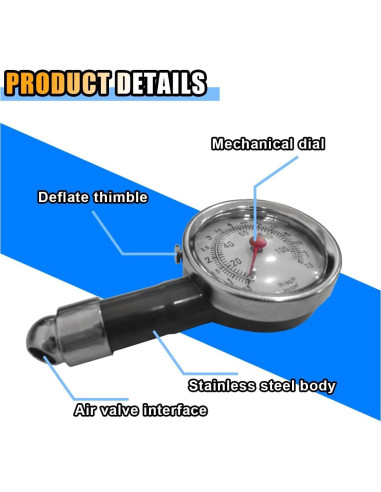 Medidor de Presión de Neumáticos JOYCOURT 0-7 Bar 2PCS