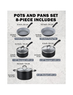 Juego de Ollas y Sartenes Cook N Home 8 Piezas Antiadherente 2