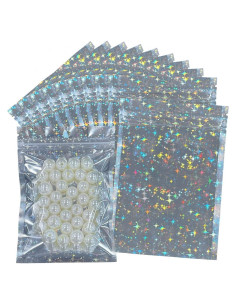 100 Bolsas Holográficas Mylar 10x15 cm con Cierre Estrellas