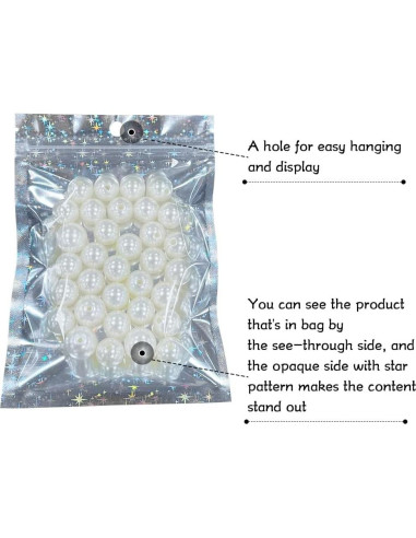 100 Bolsas Holográficas Mylar 10x15 cm con Cierre Estrellas