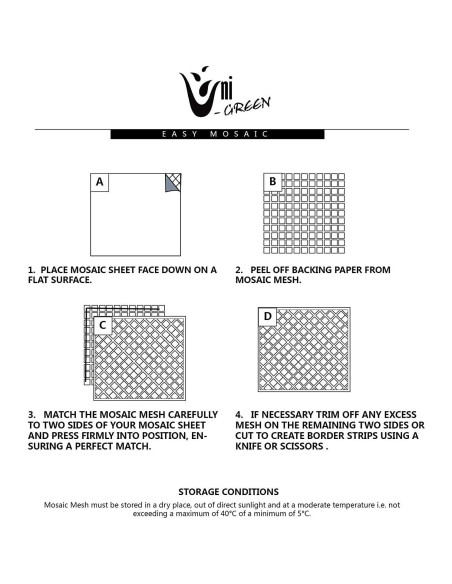 Malla de mosaico Uni-Green 30.48x30.48 cm con adhesivo fuerte - 11 piezas