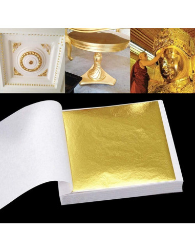Hojas de Oro Lwuey 24K para Manualidades y Decoración 100 Pzas