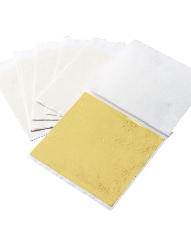 Hojas de Oro Lwuey 24K para Manualidades y Decoración 100 Pzas