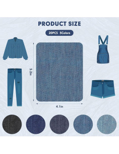 20 Parches de Tela Vaquera QBSID para Planchar 10.4x13.2cm 2