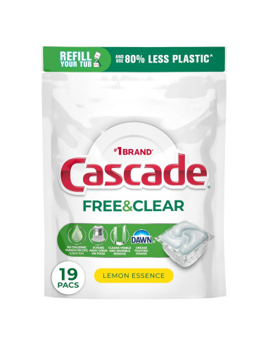 Cápsulas detergente para lavavajillas Cascade Free & Clear 19u