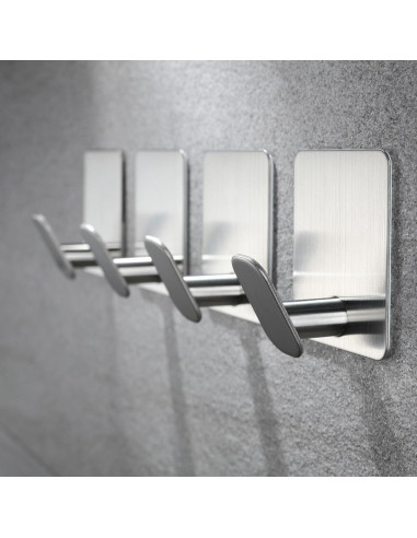 Ganchos de Pared Autoadhesivos YIGII Plateados - Paquete de 4