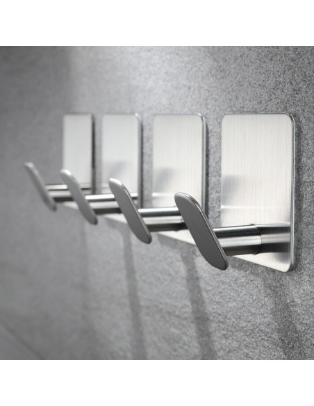 Ganchos de Pared Autoadhesivos YIGII Plateados - Paquete de 4