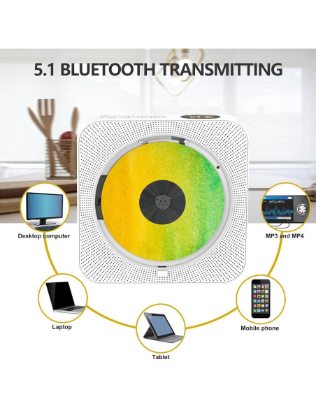 Reproductor de CD Bluetooth Howduoyu con control remoto y HiFi