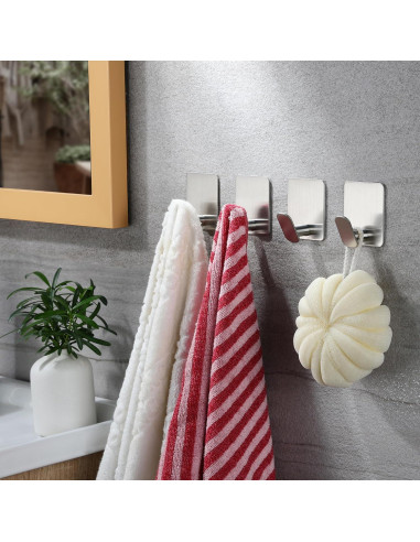 Ganchos de Pared Autoadhesivos YIGII Plateados - Paquete de 4