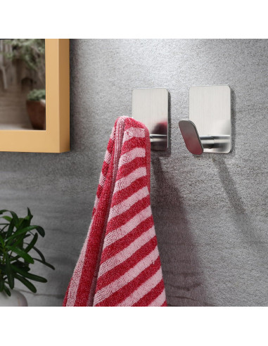 Ganchos de Pared Autoadhesivos YIGII Plateados - Paquete de 4