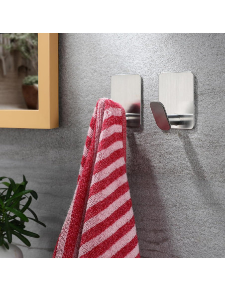 Ganchos de Pared Autoadhesivos YIGII Plateados - Paquete de 4