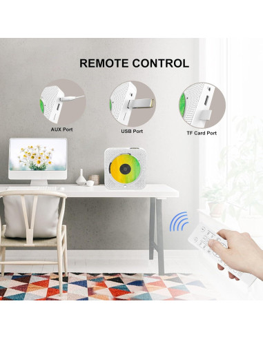 Reproductor de CD Bluetooth Howduoyu con control remoto y HiFi