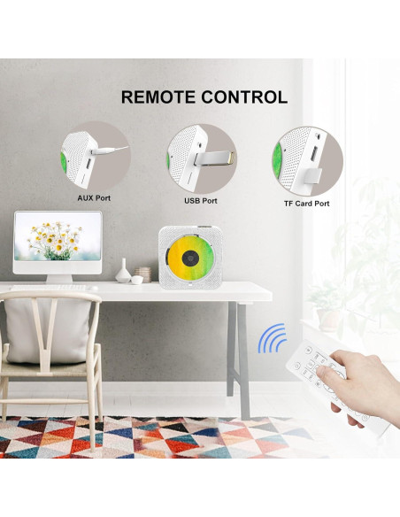 Reproductor de CD Bluetooth Howduoyu con control remoto y HiFi
