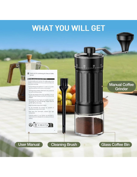 Molinillo de Café Manual CEVING MCG-01-N2, 40 Ajustes, 30g