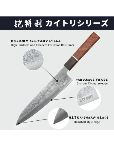 Cuchillo de Chef Kitory 20.32 cm Acero Inoxidable 9CR18MOV