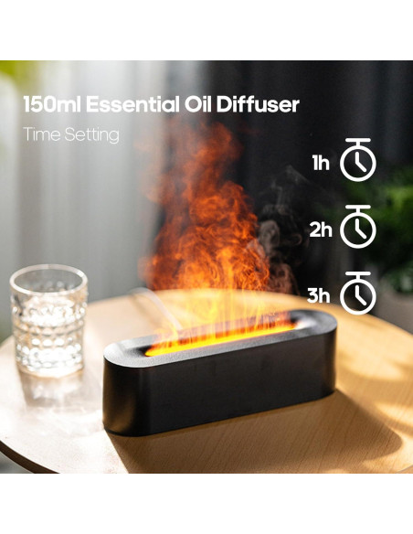 Difusor de Aceite Esencial Rican Negro 150ml con Luz LED