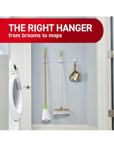 Soporte para Escobas Command Blanco - 2 Ganchos, 4 Tiras Adhesivas