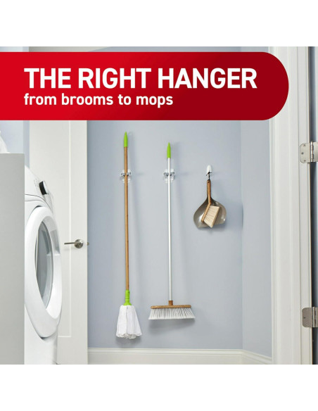 Soporte para Escobas Command Blanco - 2 Ganchos, 4 Tiras Adhesivas