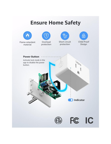 Enchufe Inteligente Lepro P1 15A Wi-Fi Control por APP
