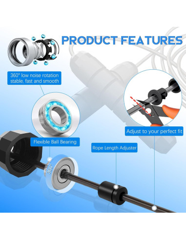 Pack de 3 Cuerdas para Saltar Homtalker Ajustables 2.70m