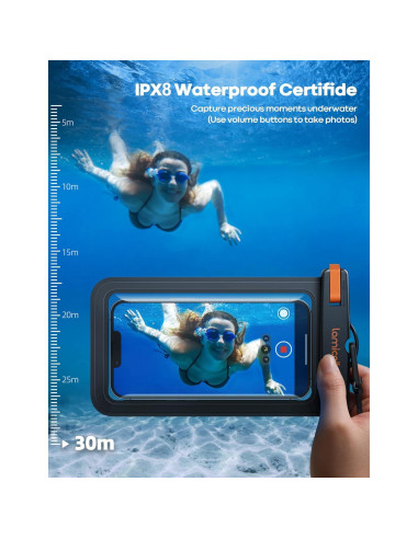 Funda Impermeable Lamicall para Teléfono 7" IPX8 Negro