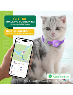 Collar Localizador GPS para Gatos ZITTZ Morado, Sin Cuota Mensual 2